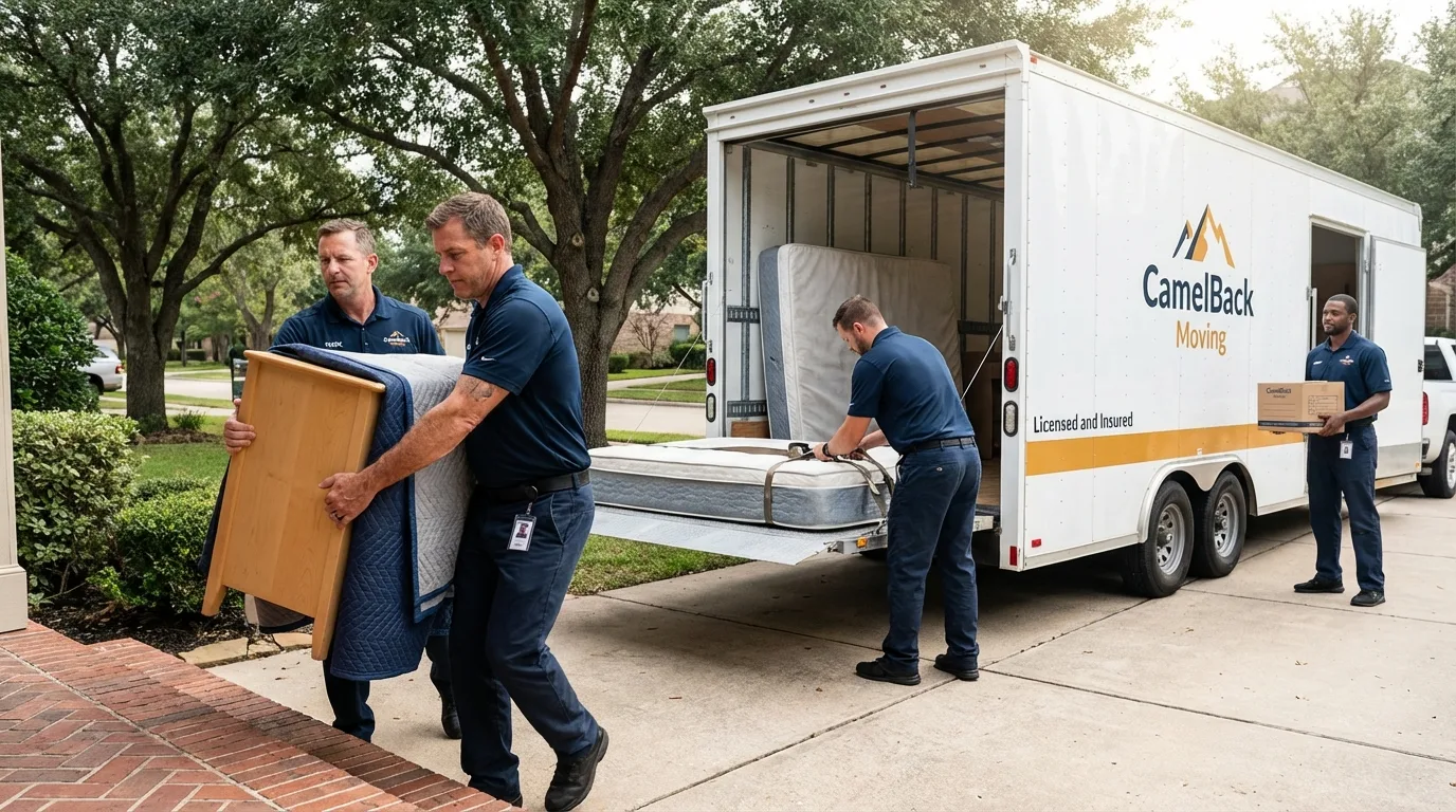 Crew loading residential truck for cross-state move from Richland, WA
