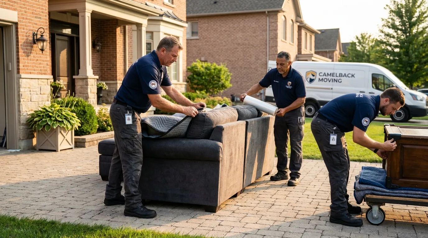 Large estate moving crew wrapping furniture in Richland, WA