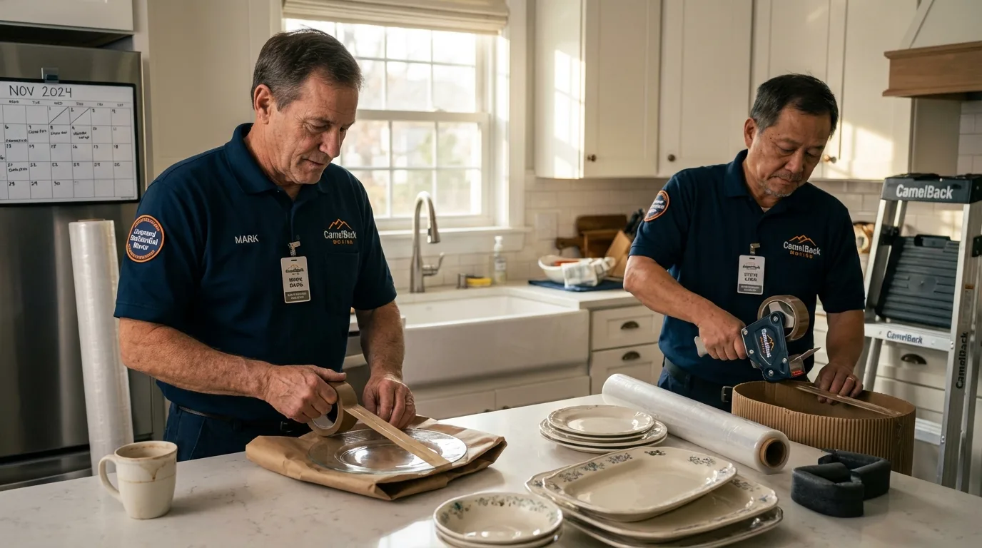 Professional crew packing kitchen dishware in Richland, WA